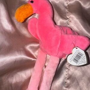 **WITH TAG ERRORS**Ty Plush Pinky the Flamingo  Toy - Pink and Orange